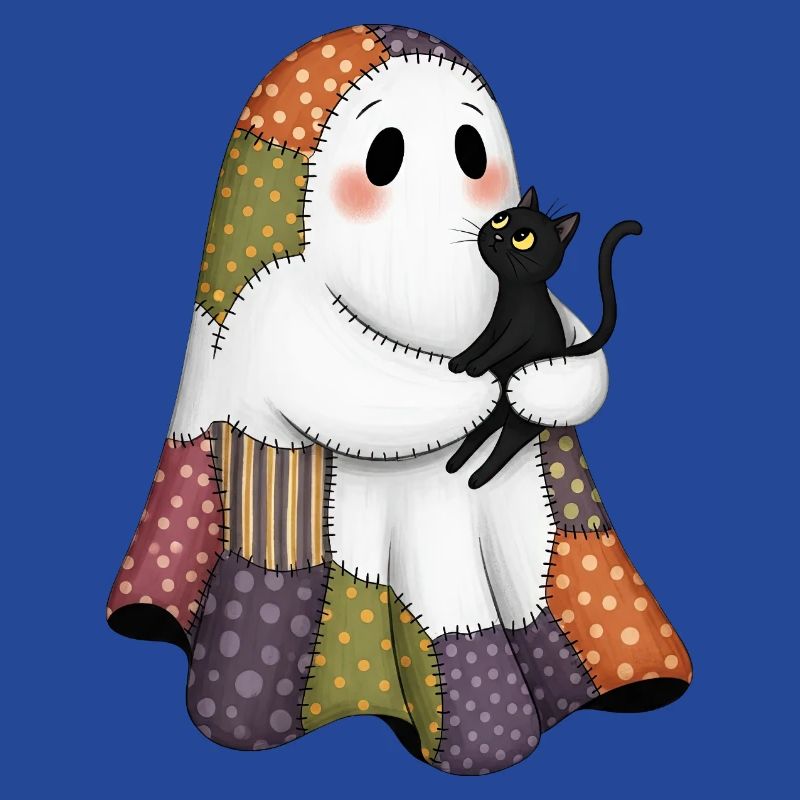 Patchwork Geist mit schwarze Katze