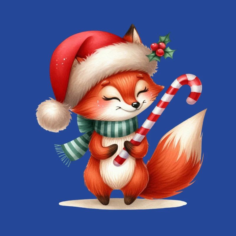 Festive Fox with Candy Cane