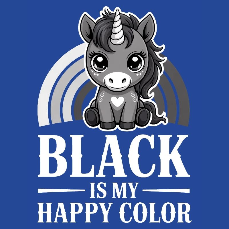 Le noir est ma licorne de couleur joyeuse