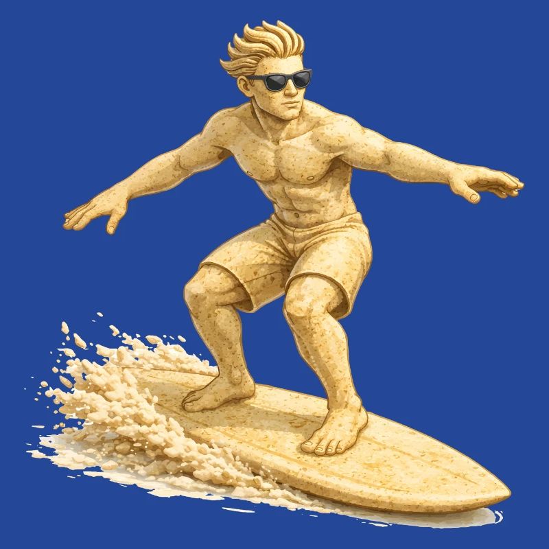 Surfeur de sable sur la planche de surf
