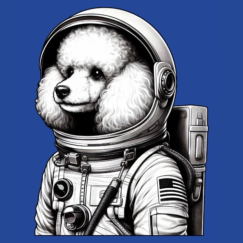 Caniche astronaute dans l’espace émerveillé