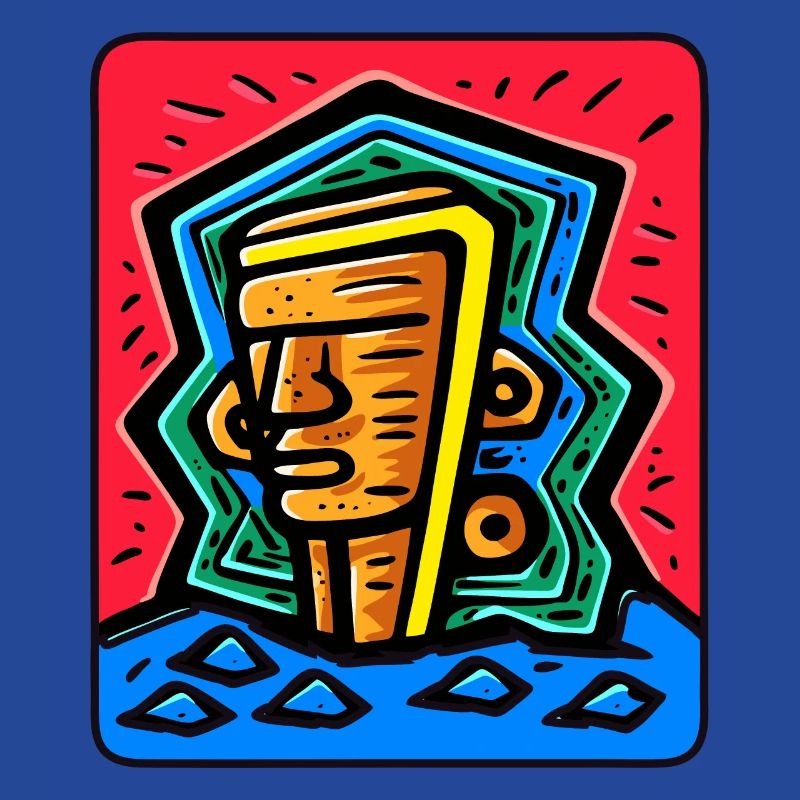 Tiki coloré abstrait