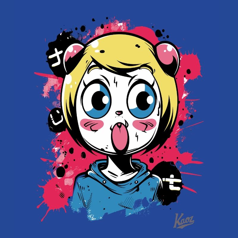 Farb-Explosion: Das freche Graffiti-Katzen-Mädchen