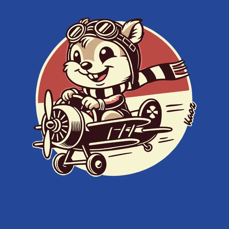 Lustiger Eichhörnchen Pilot im Propeller-Flugzeug
