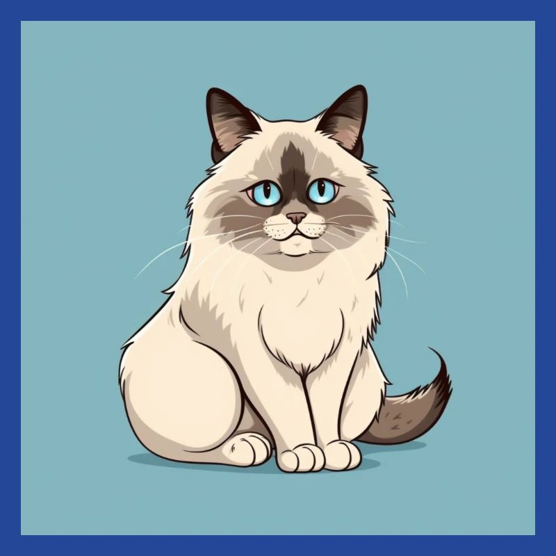 Porträt einer Ragdollkatze Comic Cartoon