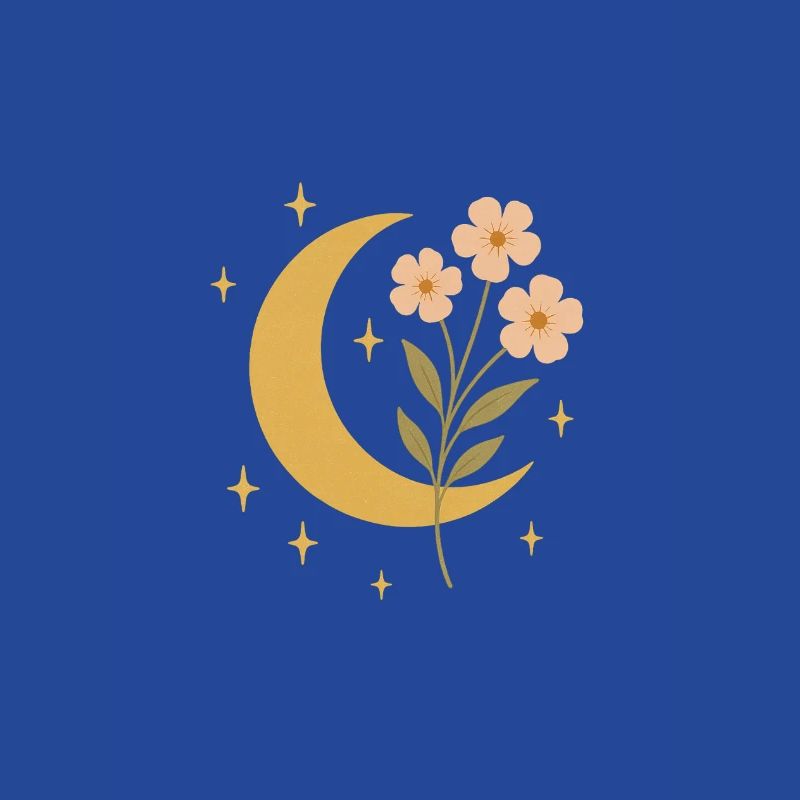 Conception d’illustration de lune et de fleurs