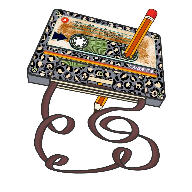 80s 90s Cassette Tape Pencil Throwback Retro Vinta