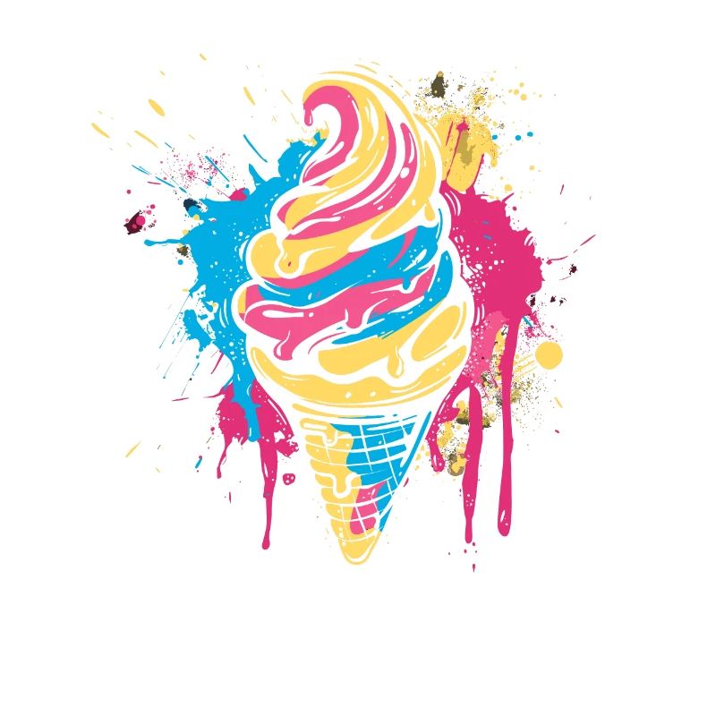 Cornet de crème glacée Éclaboussures de couleur