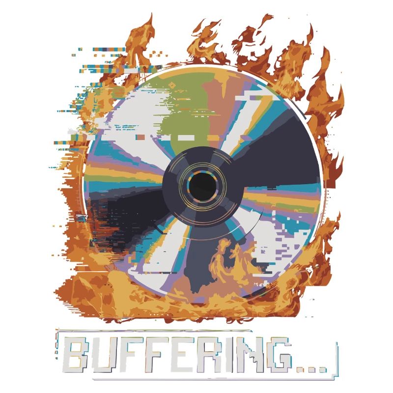 Buffering... Flamingo Glitched CD Retro Design