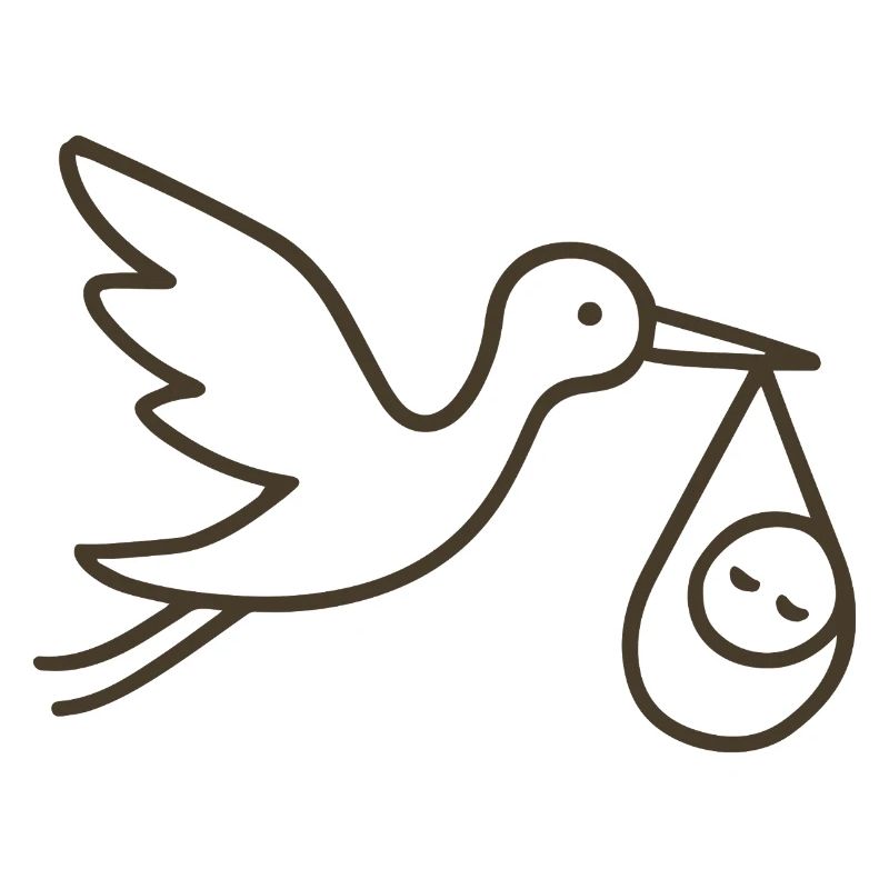 Cigogne avec bébé enfant - Arrivée minimale de bébé