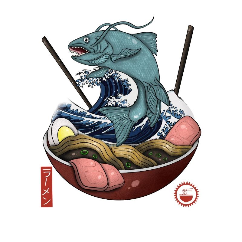 Mythical Fish and Ocean Waves Ramen