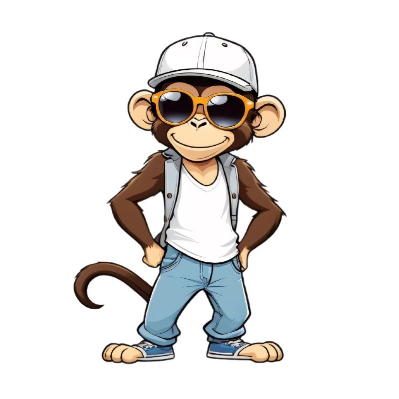 Cool monkey with sunglasses and cap