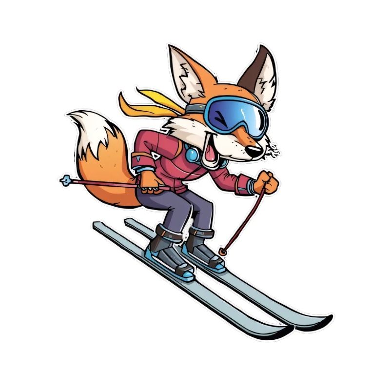 Adventure fox while skiing