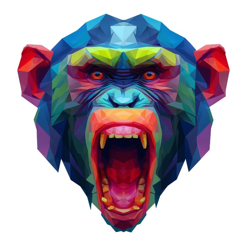 Tête de singe polygone coloré