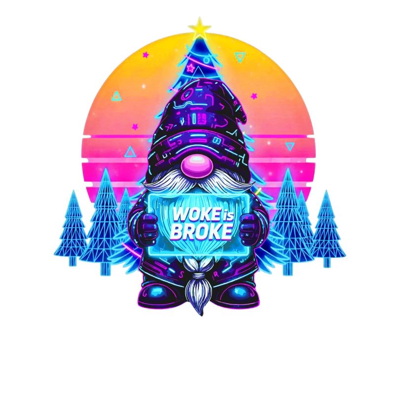 WOKE IS BROKE - Gnome de Noël Synthwave Gnome