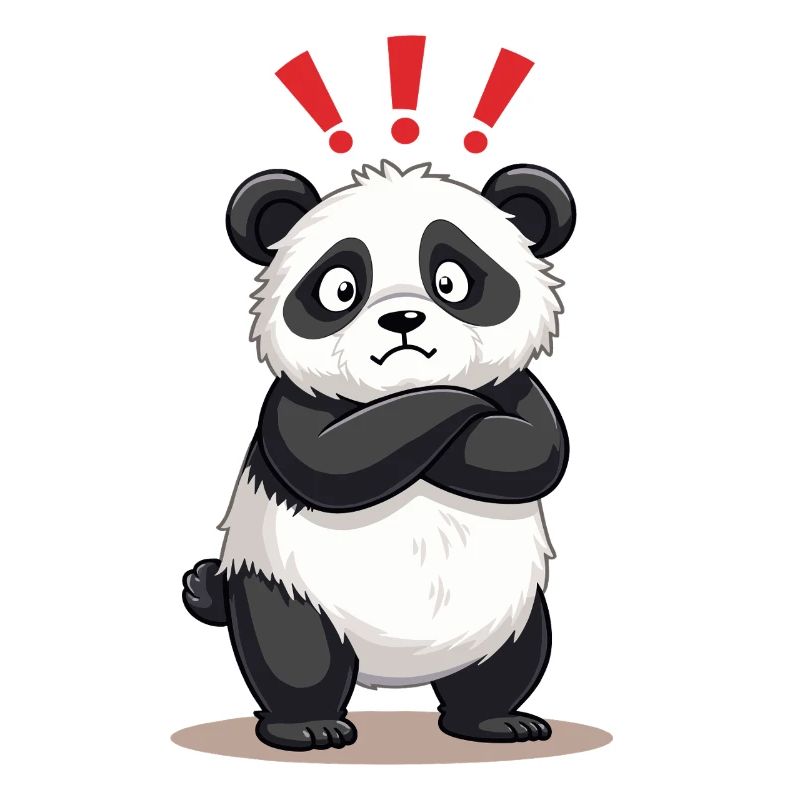 Skeptical Panda with Exclamation Point Humor
