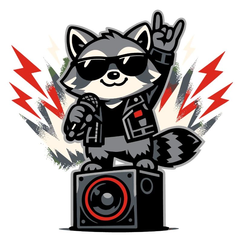 Retro Waschbär Rock Musik Geschenk