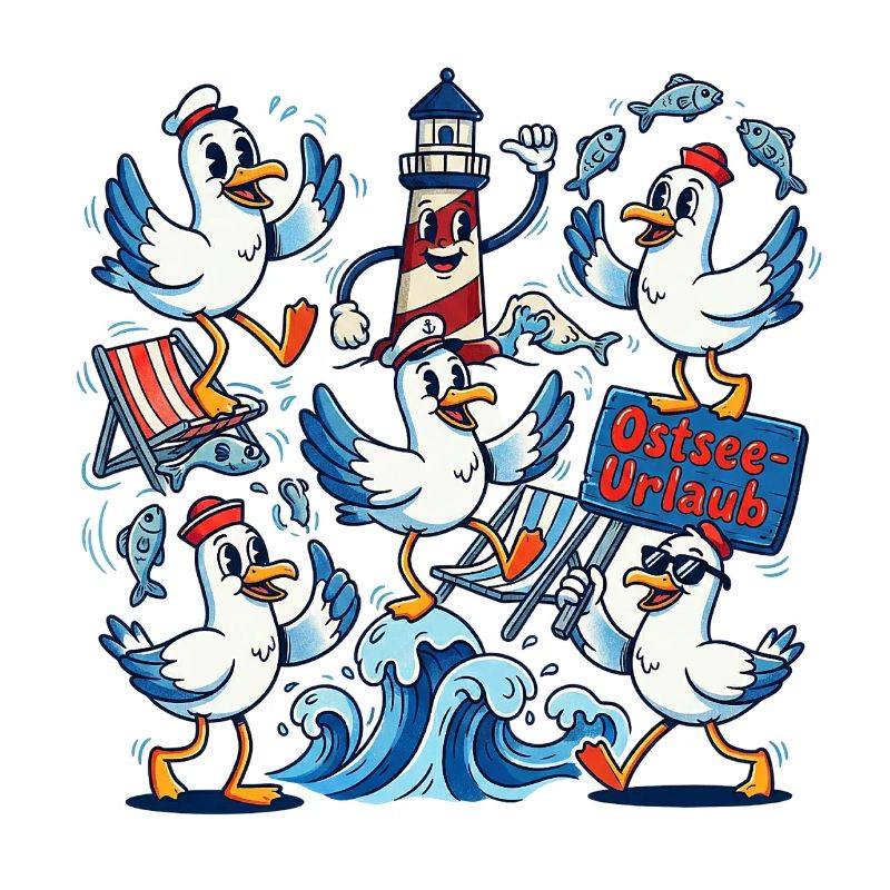 Ostsee Urlaub Möwe Leuchtturm