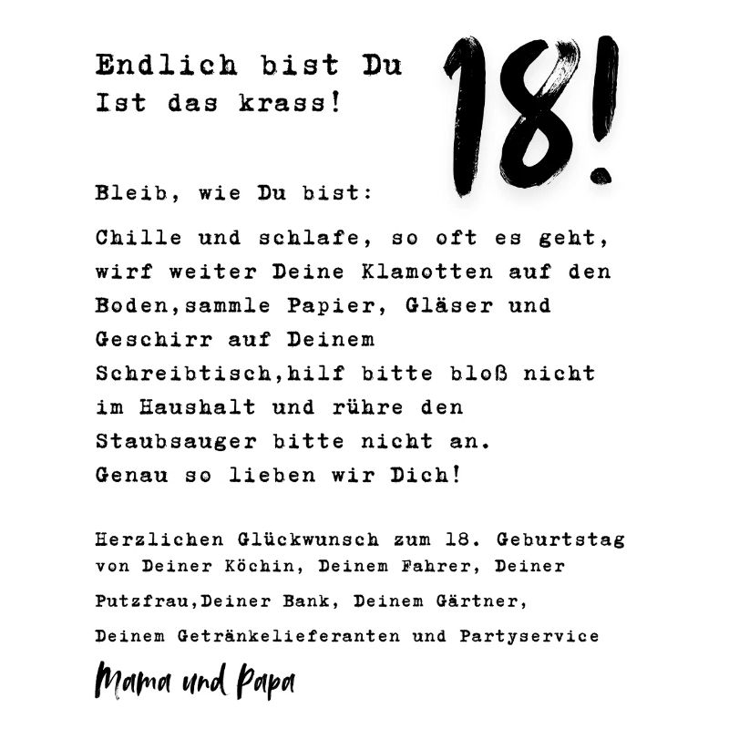 Endlich 18! 18. Geburtstag Geschenkidee 