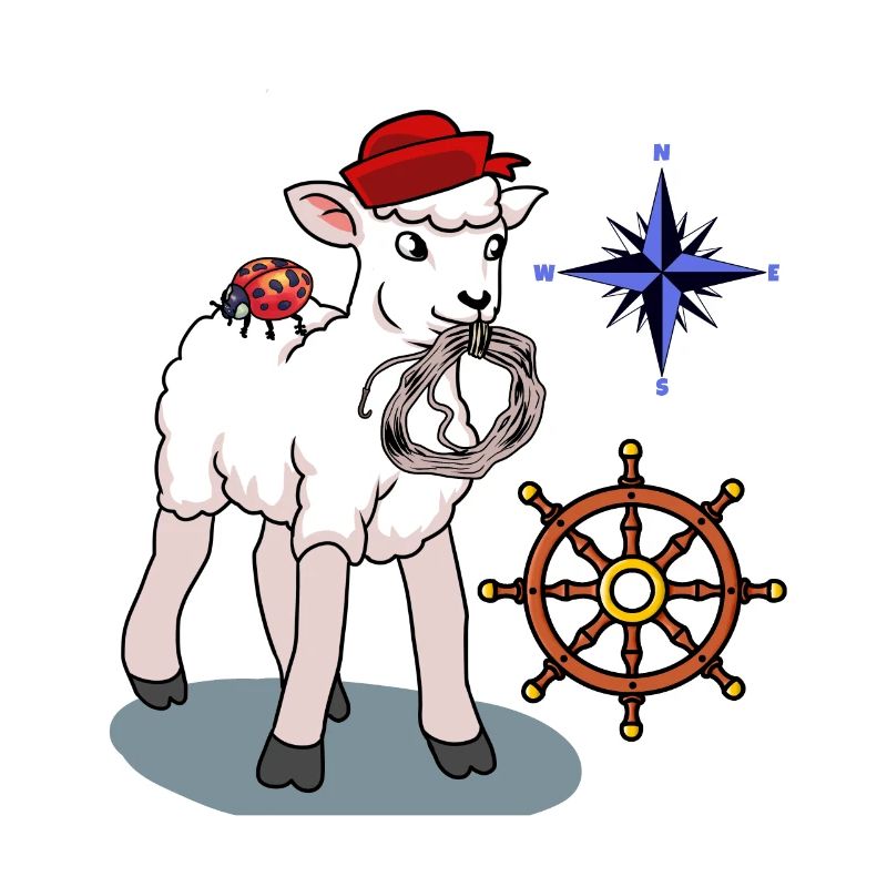 maritime sheep sheep sailor steering wheel compass