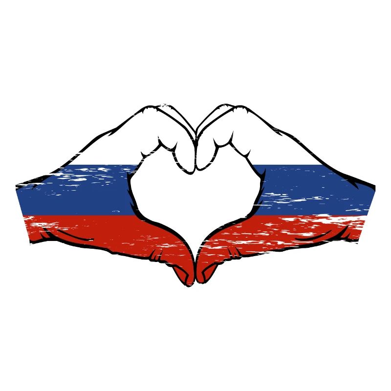 Drapeau de la Russie Mains Coeur Forme Utilisé