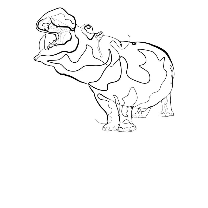Hippo Hippo Hippo - one line drawing