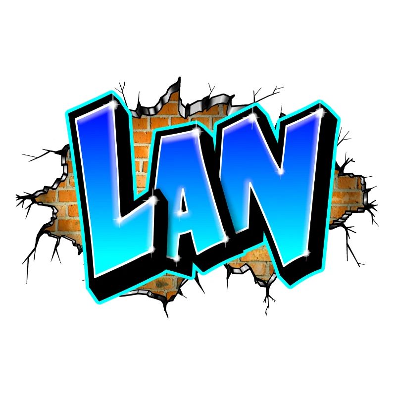 Graffiti LAN Cracks Bricks Yellow