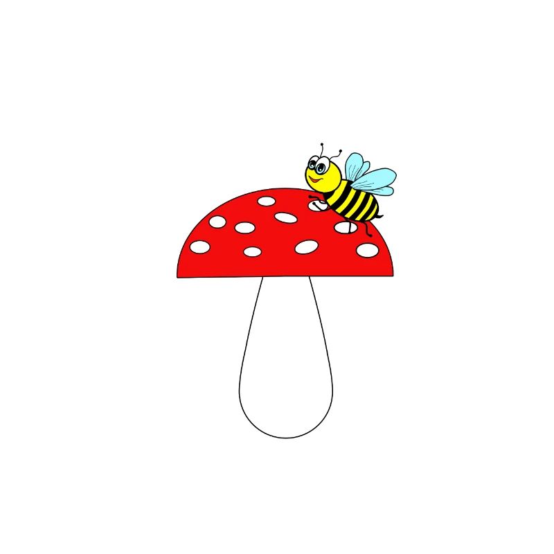 Bee on fly agaric