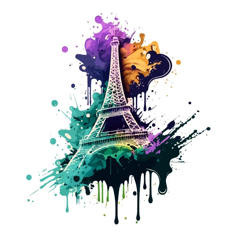 Paris Eiffelturm Skyline Frankreich Splash Bunt