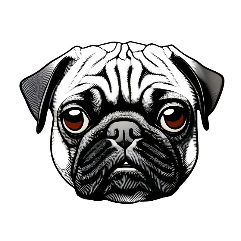 Pug Design Graphic Print Motif