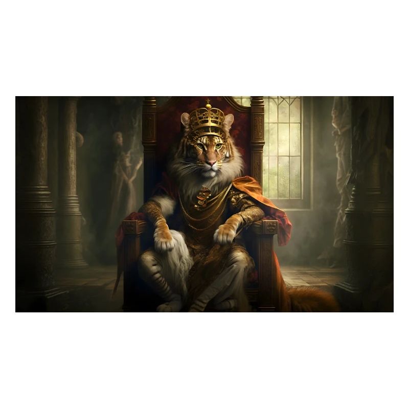Tiger sitting on a throne, Generative AI