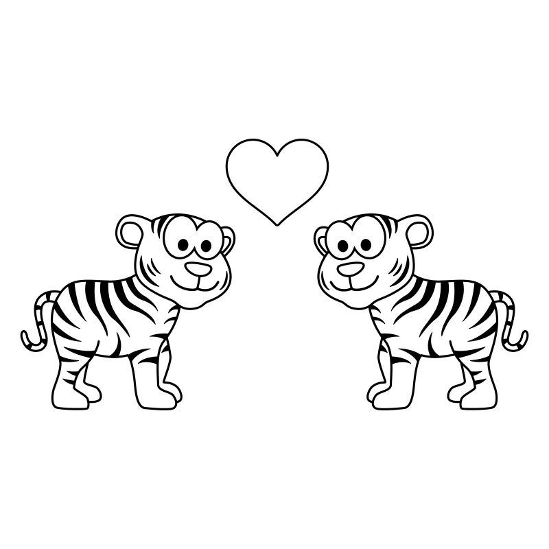 Tiger Comic Paar Liebe