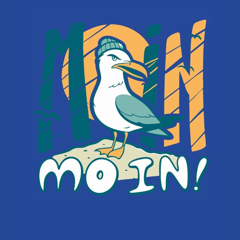 Moin Möwe in Mütze Ostsee und Nordsee Sprüche