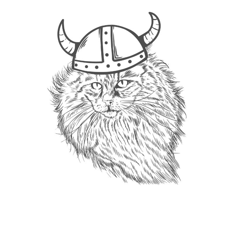 Norwegian Forest Cat mit Wikinger Helm