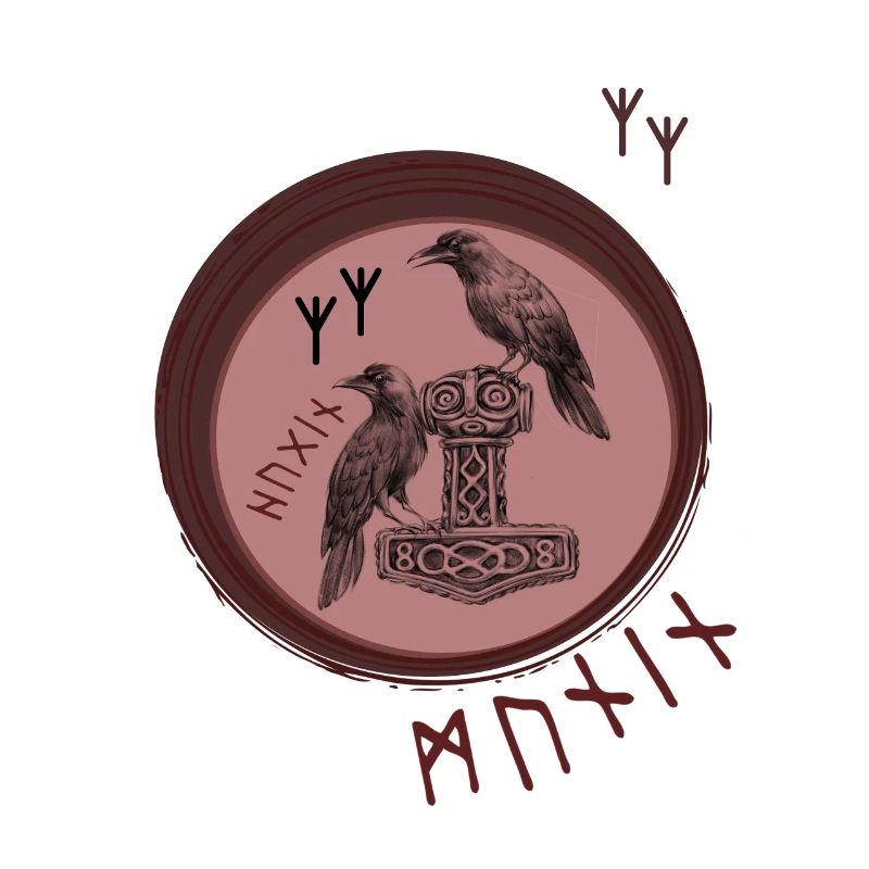 Thor Hammer Mjölnir avec Odin Ravens Hugin et Munin