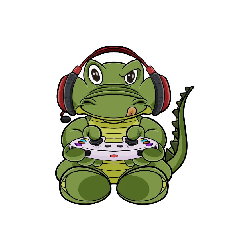 Crocodile With Gaming Controller I Funny Gaming I