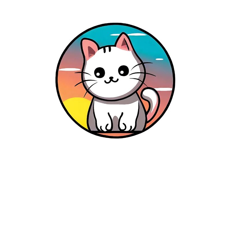 Mignon chat Coucher de soleil design blanc