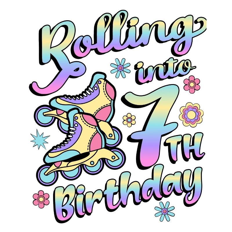 Rolling Into 7th Geburtstag Roller Skater