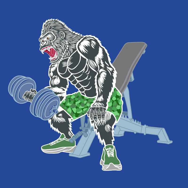 Monkey, Gorilla, Bodybuilder Monkey, Fitness, Comic