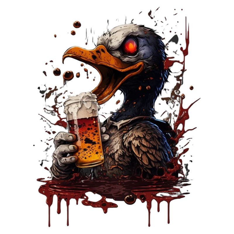 Cool , evil horror duck with beer