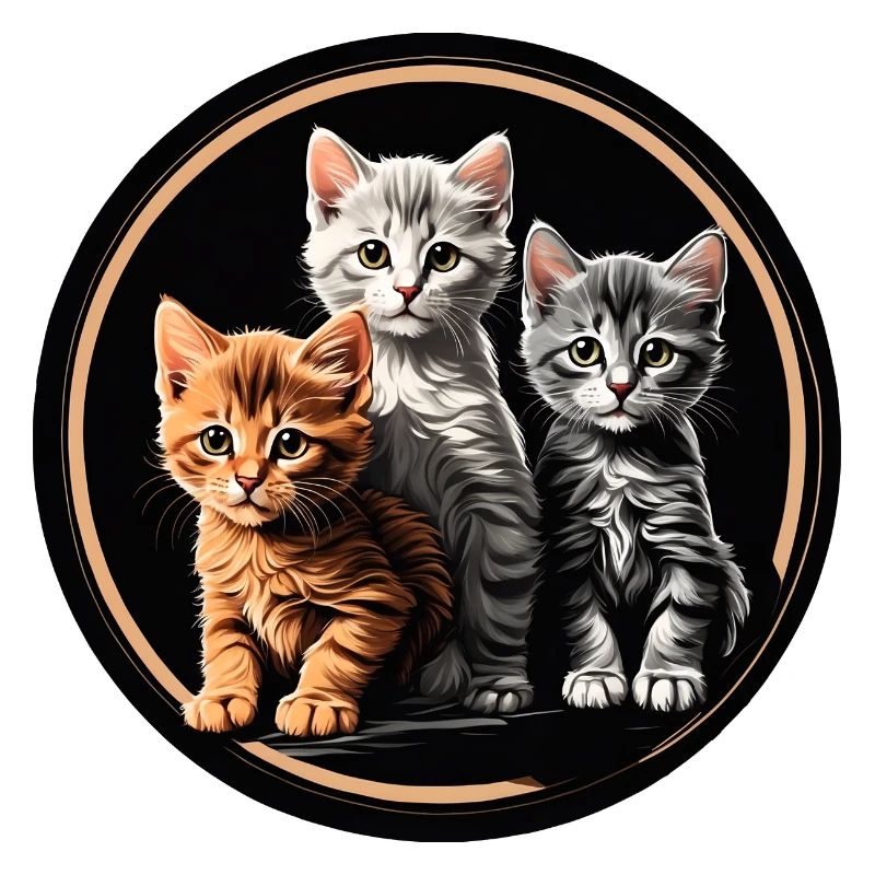 Three cute kittens in a round frame
