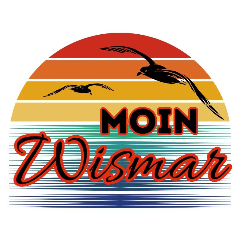 Moin Wismar mit Möwe im Retro Style