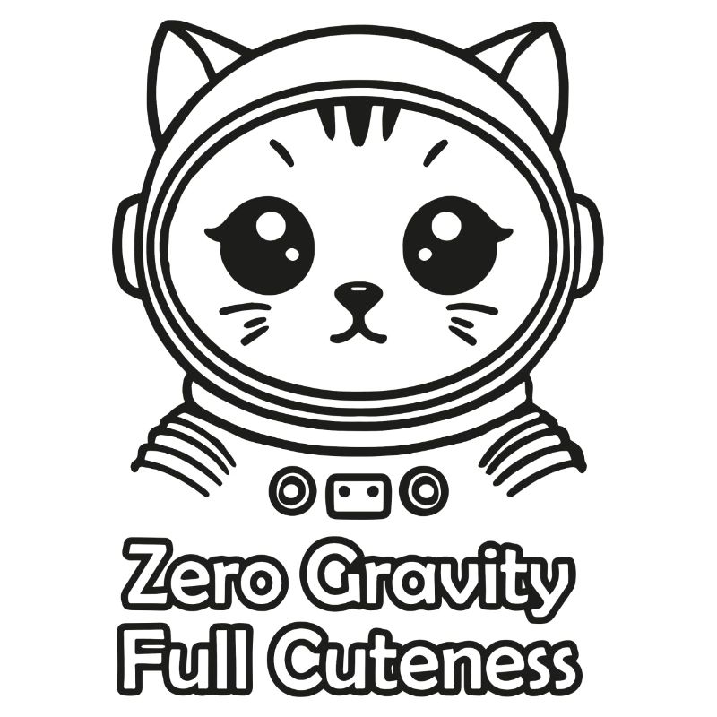 Chat de l’espace - Gravité zéro, design entièrement mignon