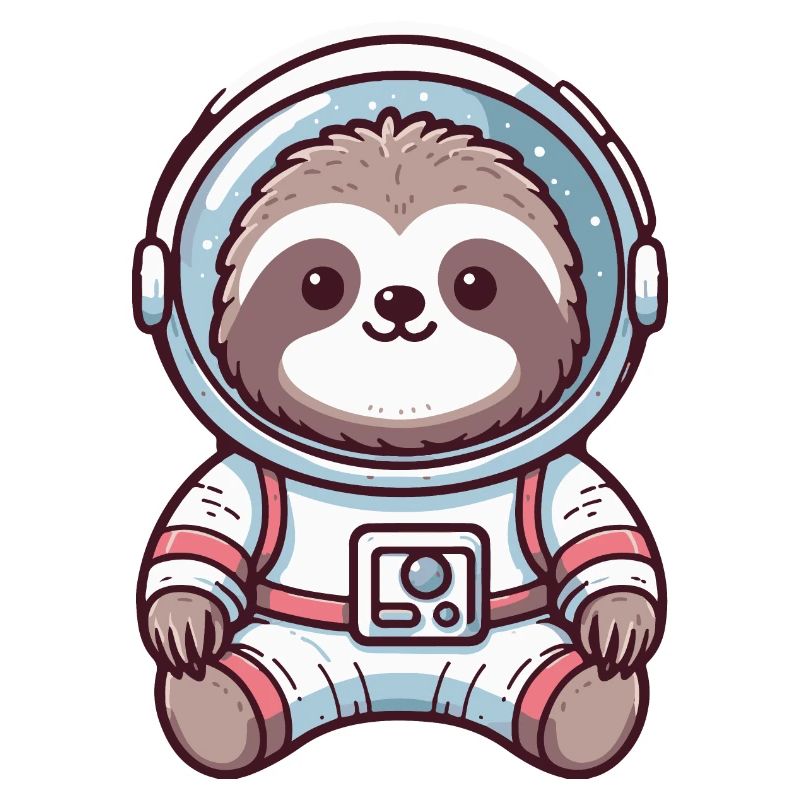 Cute sloth in astronaut suit, outer space
