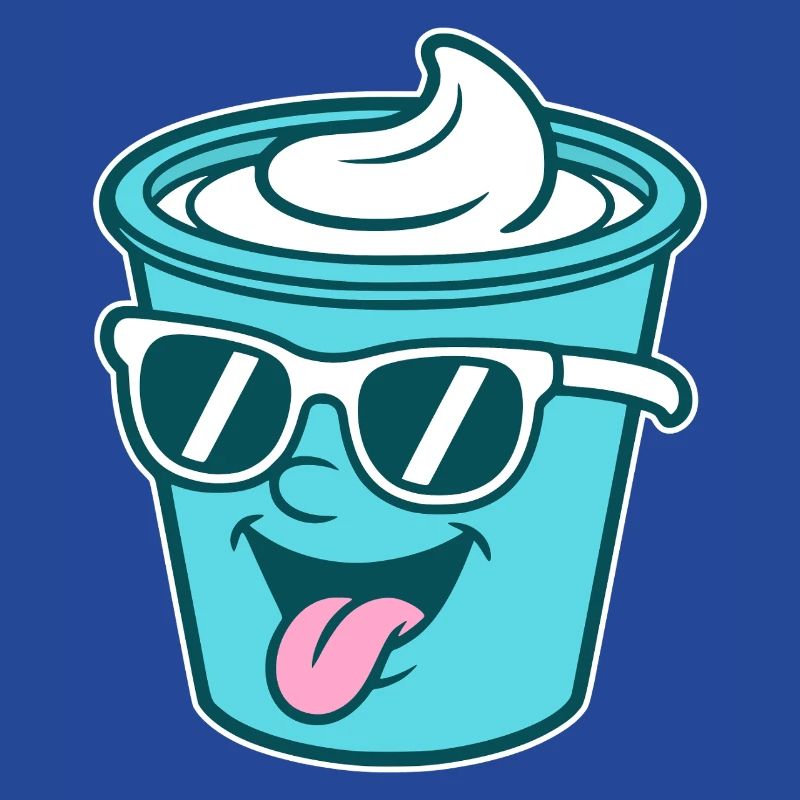 Crème Joghurt Sahne Eis - Becher mit Sonnenbrille