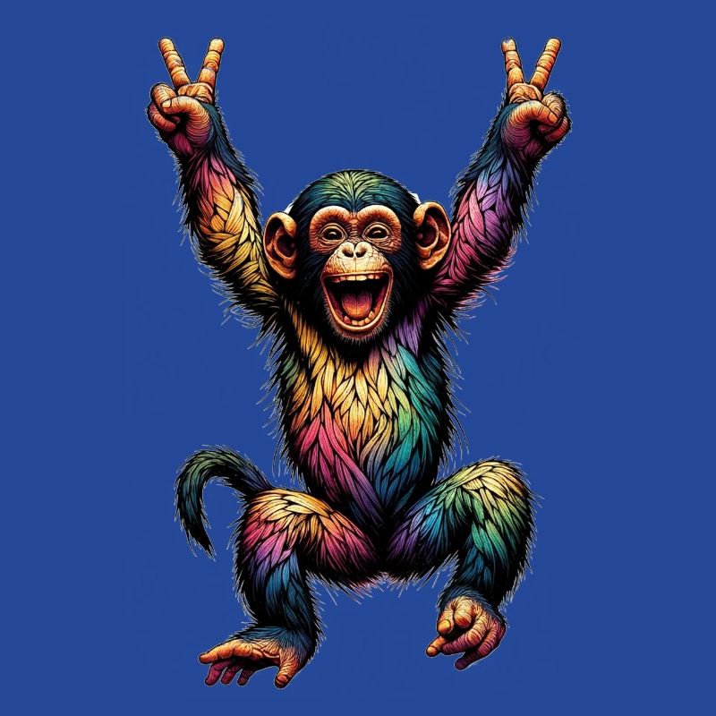 Rainbow Monkey Drapeau arc-en-ciel Rainbowcore