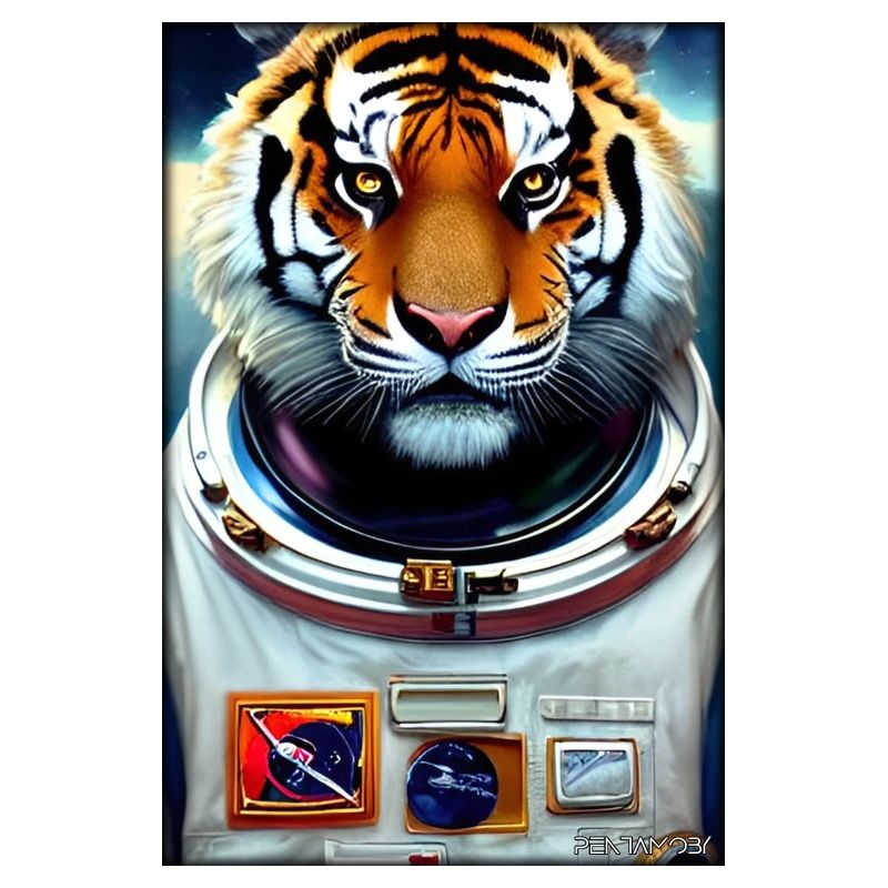Tiger Big Cat Astronaut Future Sci-Fi Technology