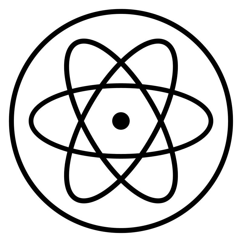 atom symbol researcher science laboratory circle logo