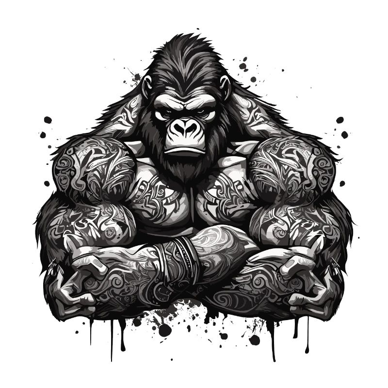 Tattoo / Tier / Kunst / cool / Comic / Gorilla