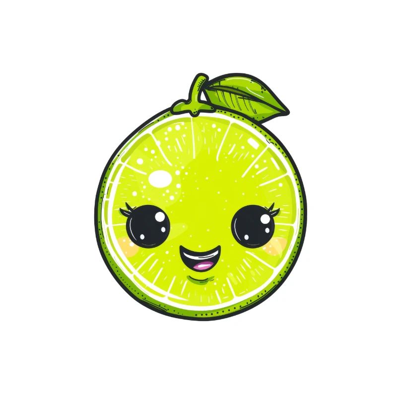 Citron vert heureux dans le style de dessin animé vert